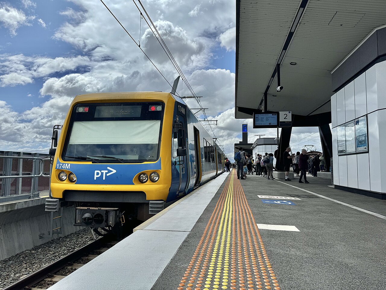 An X’Trapolis train at the rebuilt Lilydale station, October 2024