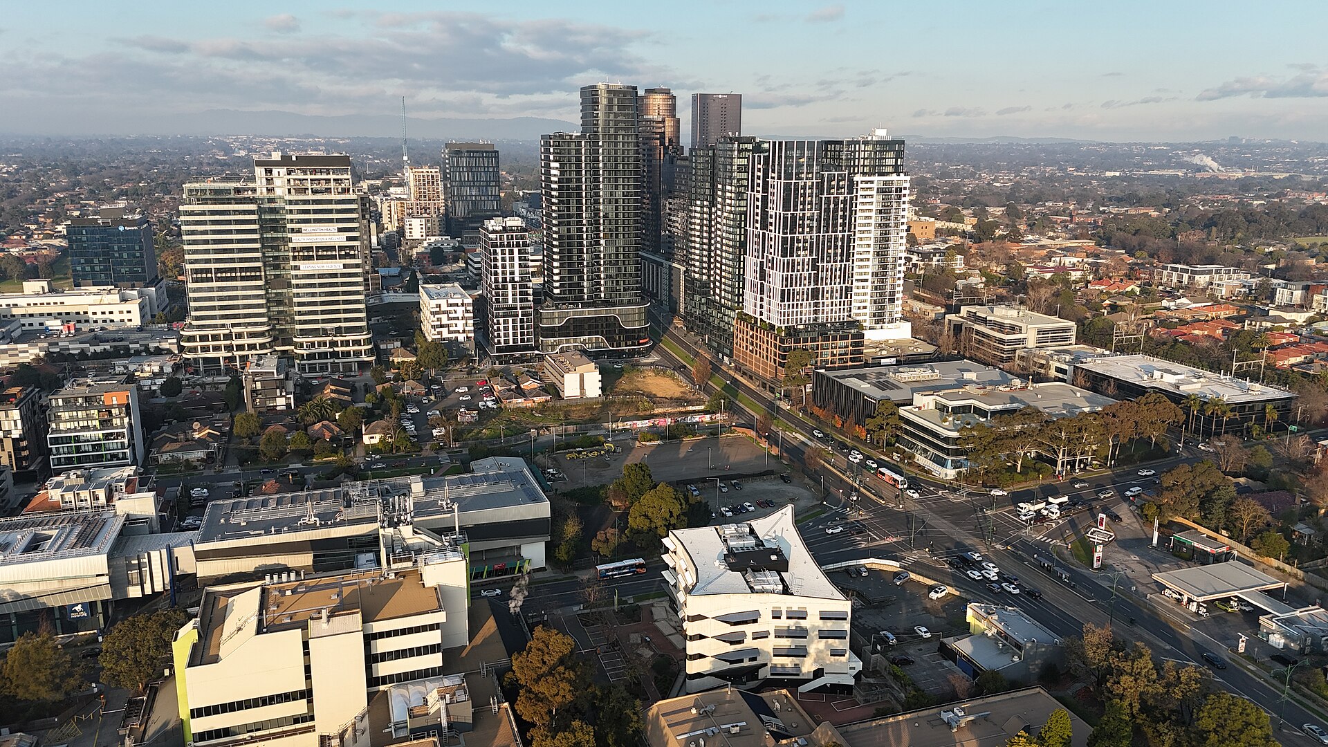 Aerial view of the Box Hill central activity area, July 2024
