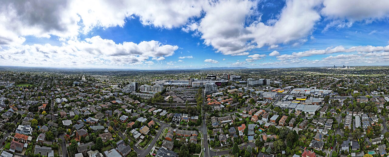 Doncaster Hill and the houses around it, April 2023