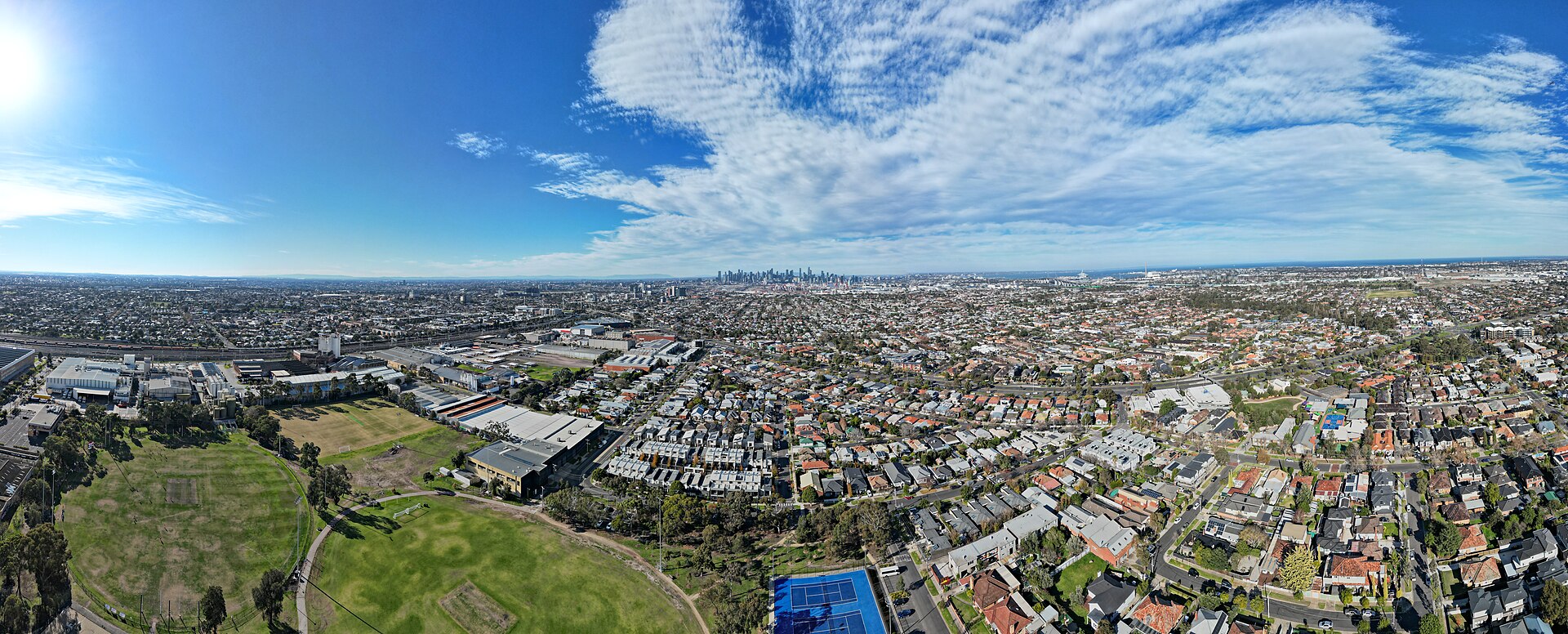 West Footscray, looking east toward the central city, June 2025